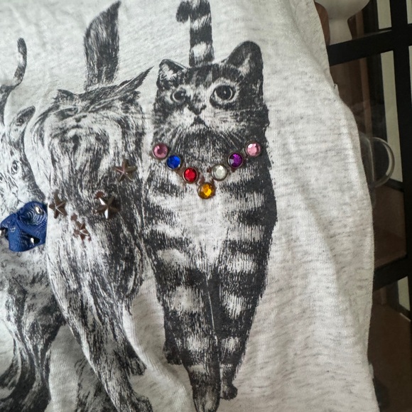 Vintage 1993 Cats embellished tee tshirt loft short sleeve graphic single stitch - Picture 9 of 13